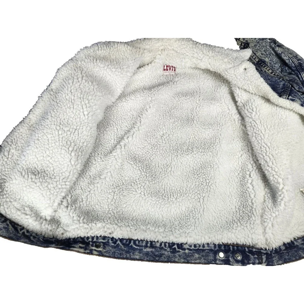 Vintage Levi's Sherpa Lined Denim‎ Trucker Jacket Type III USA Men's M 70609 90s